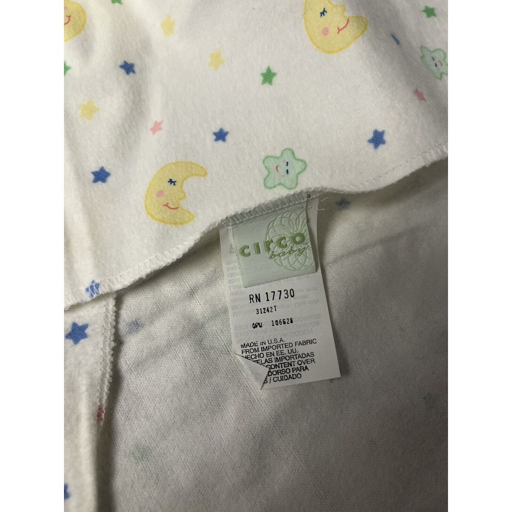 Vintage Circo Baby Receiving Blanket Moon Stars Faces Flannel 38"x33" Cotton USA - Picture 9 of 9